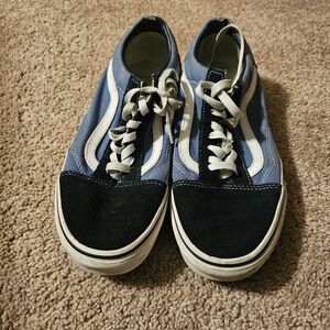Women’s Vans size 9.5.  Dark blue and light blue lace up